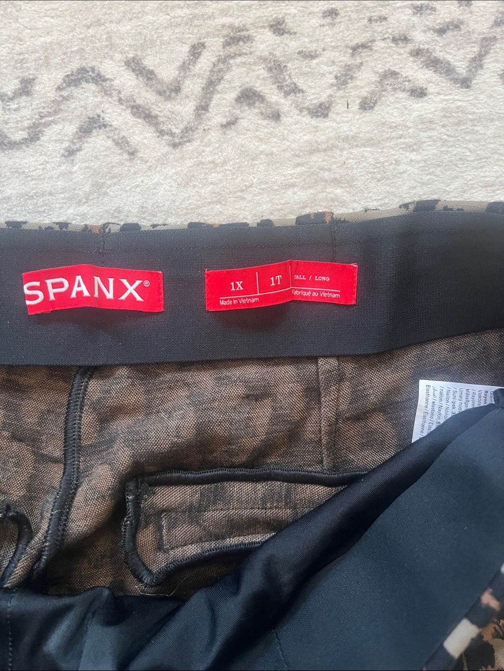 SPANX Leopard Print Wide-Leg Pants in Brown and Black. Size 1X tall - Picture 4 of 10